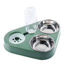 Pet Bowl Three Bowl Automatic Feeder and Water Anti Overturning Pet Dog Moisture Proof Mouth Stainless Steel Bowl for Cats - anconmall