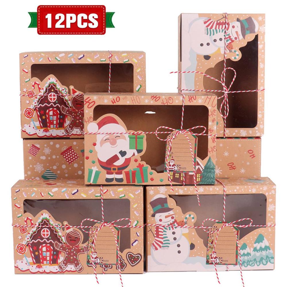12pcs PVC Christmas Candy Box Merry Christmas Decoration for Home 2022 Xmas Ornaments Gifts Box Navidad Noel Decor New Year 2023