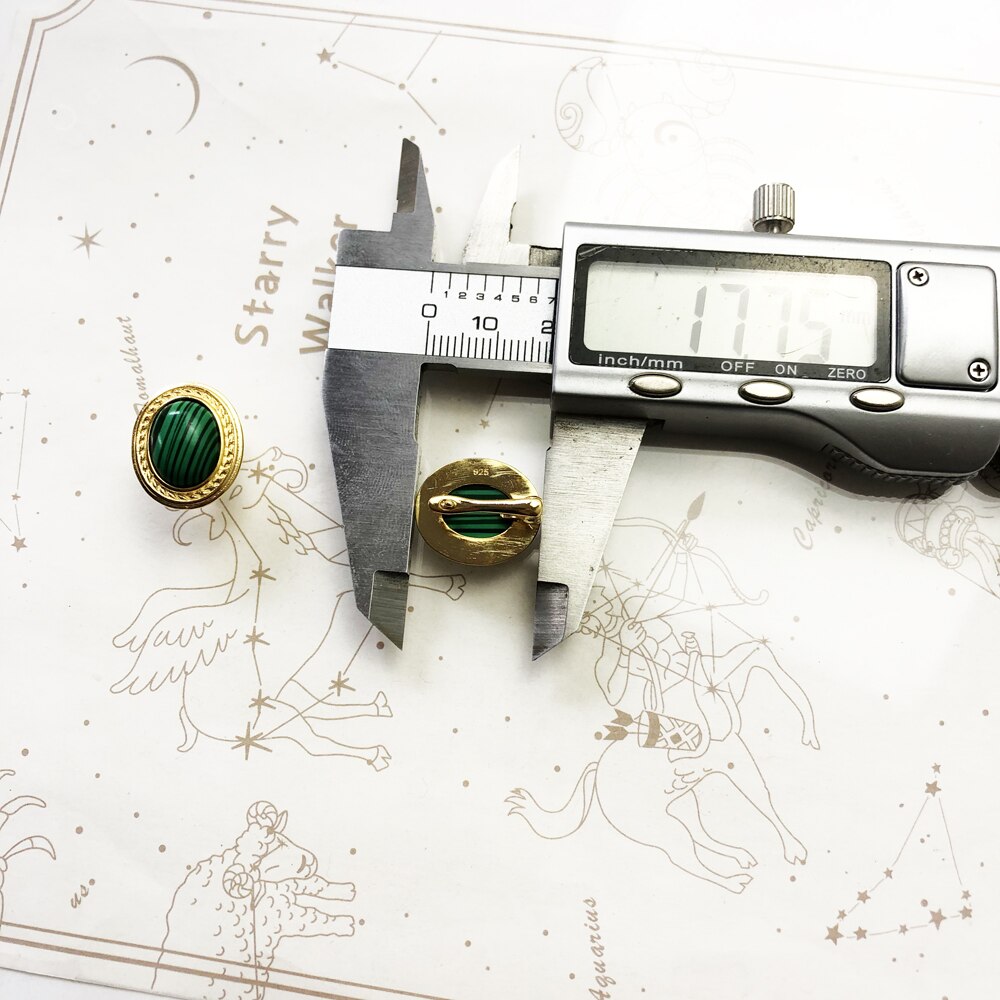 Green Oval Stone Golden Studs Earrings,Europe Style Fine Jewerly For Women Brand New Vintage Gift In 925 Sterling Silver