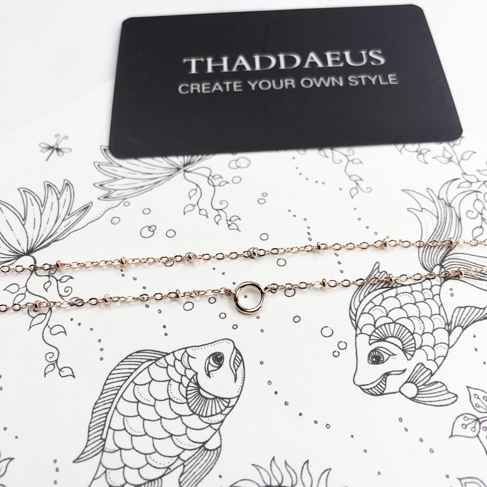 Charm Necklace Rose Gold Color Round Carrier Summer Fashion Jewelry Europe Link Chain 925 Sterling Silver Gift For Women