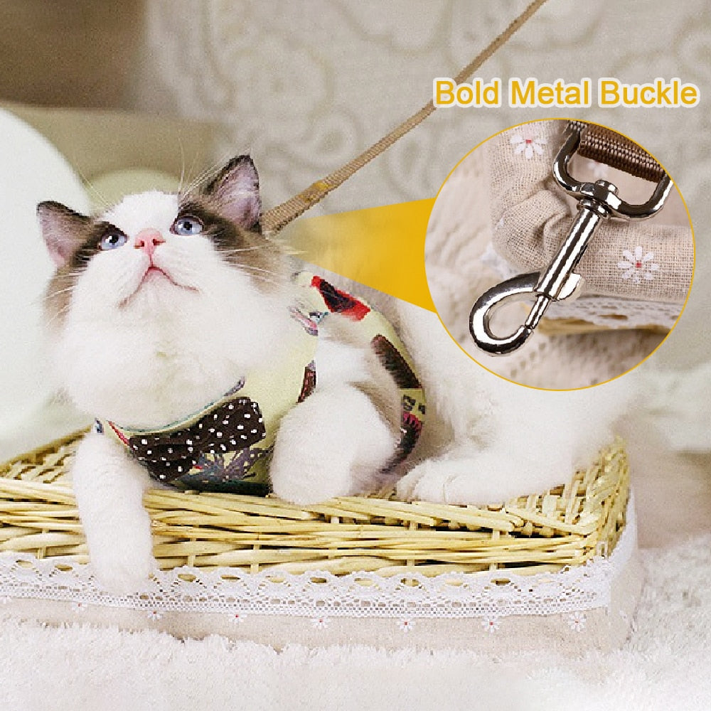 Fashion Cat Harness and Leash Set Bow Tie Adjustable Cute Cats Collar Outdoor Walking For Kitten Cats Accessories Supplies - anconmall