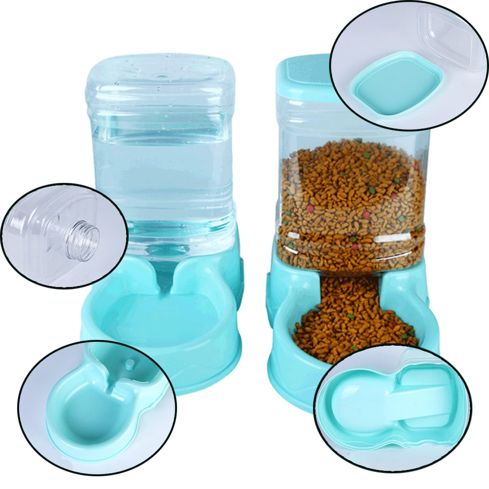Cat Feeder And Drinker Automatic Cat Food Dispenser Water Bowls Big Capacity Gravity Auto Feeders For Cats - anconmall