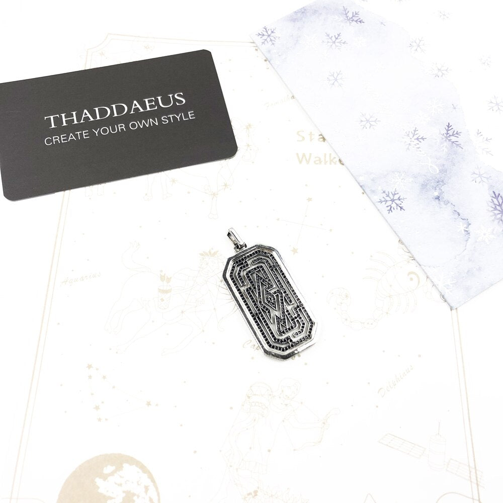 Pendant Maze Brand New Edgy Symbolic Labyrinth Lucky Jewelry 925 Sterling Silver Accessories Dog Tag Gift For Woman &amp; Men