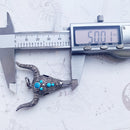 Pendant Blue Bull Head Skull Fashion Punk Ethnic Jewelry Europe 925 Sterling Silver Turquoise Rebel Gift For Woman & Men