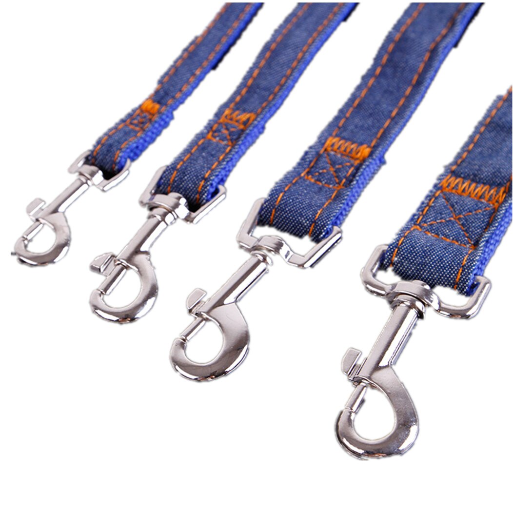 Pet Dog Denim Adjustable Leash and Collar Set Thickened and Durable 4 Colors Collar Traction Rope for Small Dog Cat Pet Supplies - anconmall