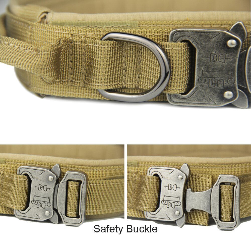 Tactical Dog Collar Adjustable Metal Buckle Dog Collars with Control Handle Training Pet Dog Collar For German Shepherd Dogs - anconmall