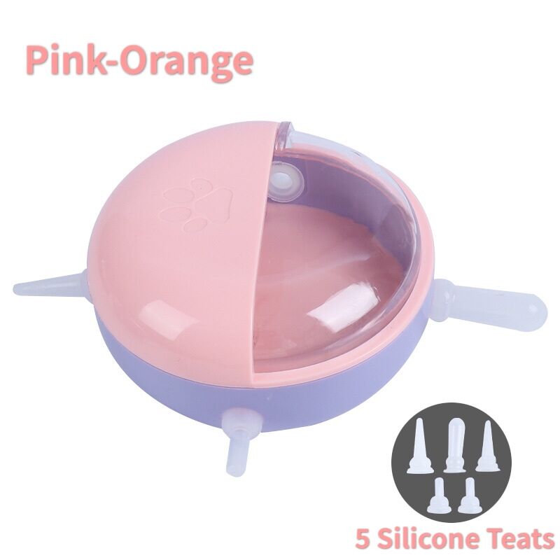 180ml Newborn Puppy Nursing Milk Feeder with 4 Simulated Silicone Nipples for Puppies and Kittens Pet Cat Dog Baby Feeding Bowl - anconmall