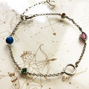 Charm Bracelet Coloured Stones Spring Brand New Link Chain 925 Sterling Silver Jewelry Stylish Gift For Women