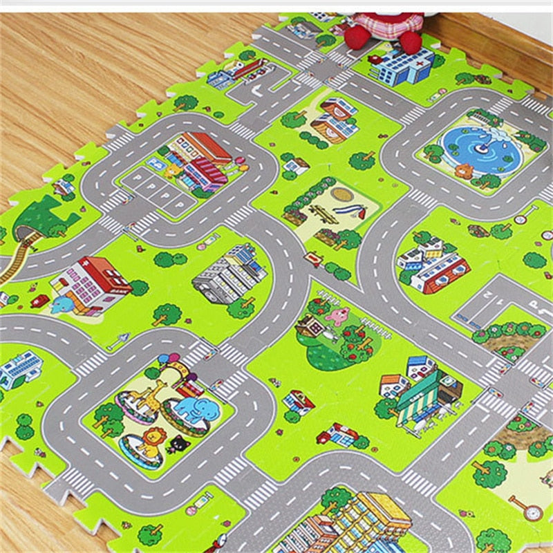 9pcs/Set Kids Carpet Playmat City Life Children's Educational Toys Road Traffic System Baby Play Mat EVA Kids Foam Puzzle Carpet