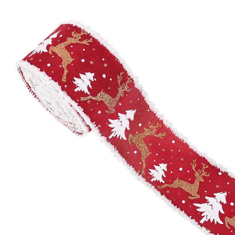 5M Christmas Burlap Ribbons DIY Gift Wrapping Wedding Party Decoration for Home Christmas Tree Ribbon Garland Wreath Bows Craft