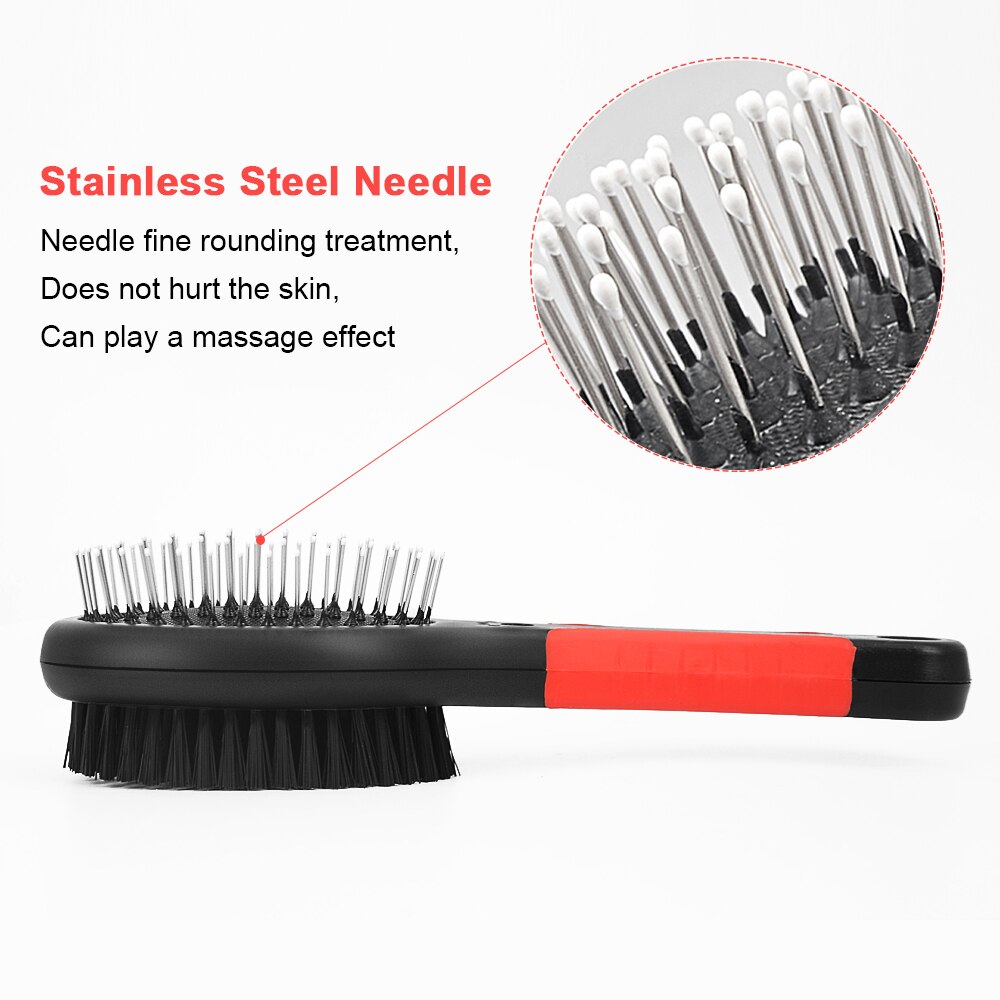 Pet Dog Grooming Comb Steel Double Sided Bath Brush Pet Hair Cleaning Massage Combs tool Pet Hair Remover Brush - anconmall