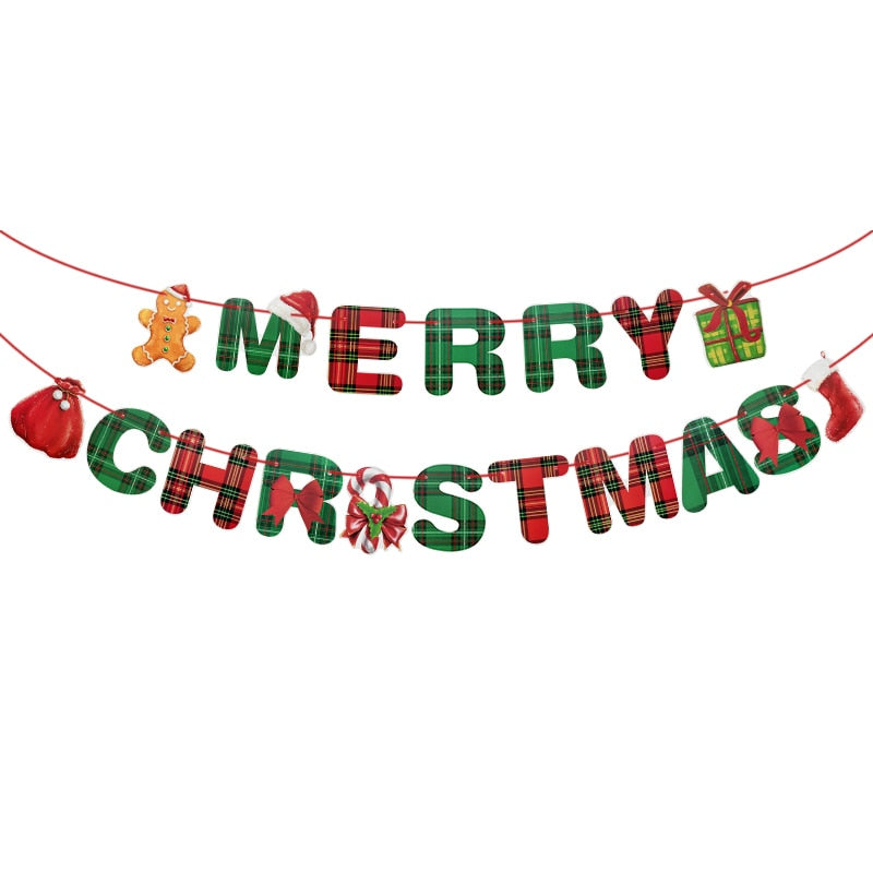 Merry Christmas Porch Door Banner Hanging Ornament Christmas Decoration For Home Xmas Navidad 2022 Happy New Year 2023