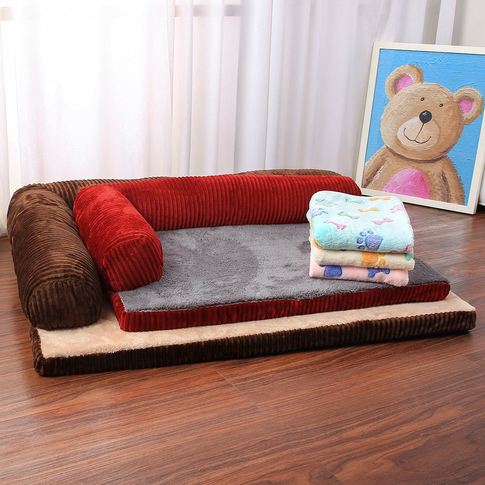 Dog Sofa Bed Pet Soft Lounger Cushion Big Dog Kennel Puppy L Shaped Couch Bed For Small Medium Large Dogs - anconmall