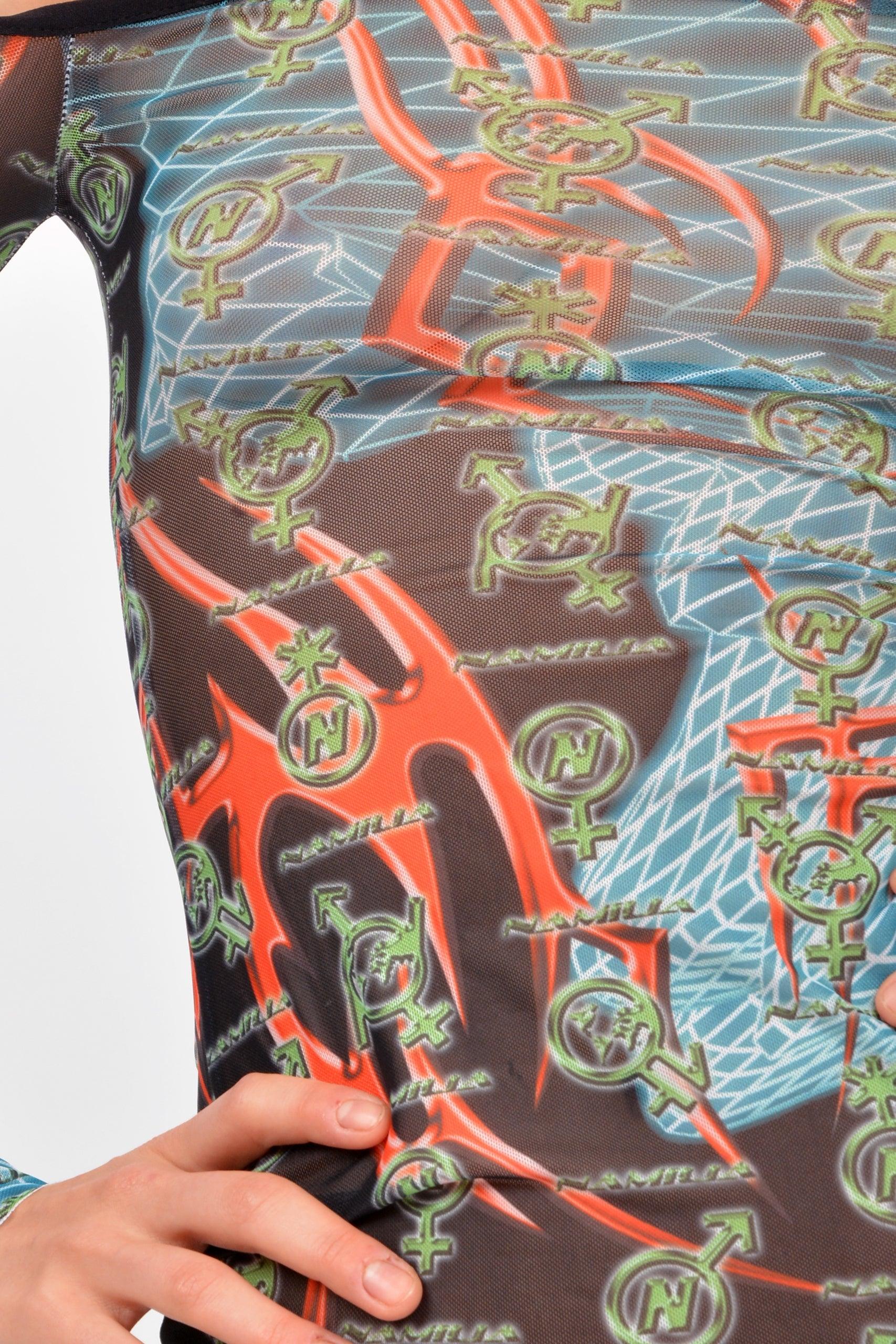 gender spectrum monogram mesh dress