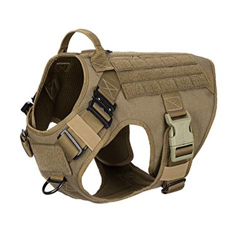 Tactical Dog Harness with 2X Metal Buckle Working Dog MOLLE Vest with Handle Front Clip Dogs Pet Military Adjustable Harness