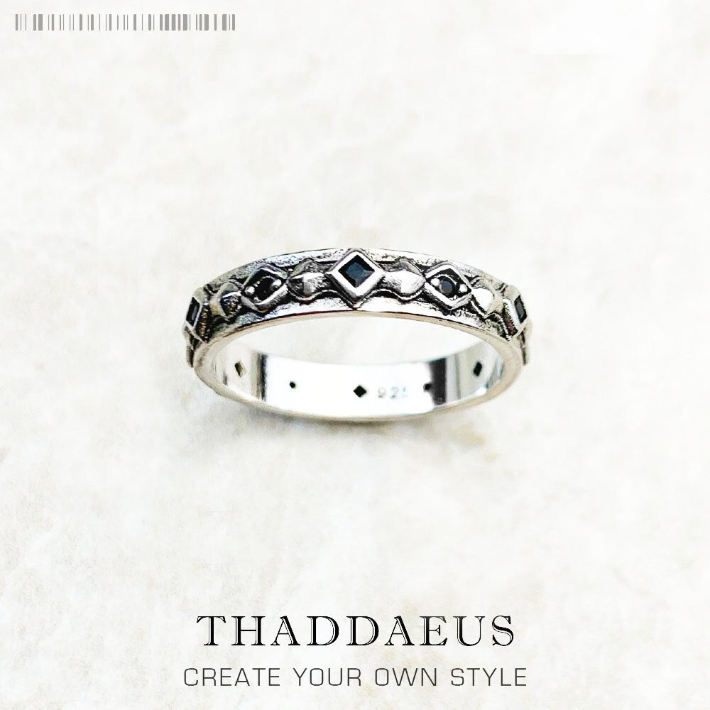 Noble Ring Black Stone Europe Style Detailed Fine Jewelry For Women Men Summer Brand New Vintage 925 Sterling Silver Gift