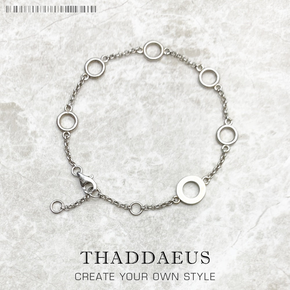 Round Eyelets Basic Charm Bracelets Link Chain 925 Sterling Silver Trendy Fashion Club Jewelry Europe Style Women Gift