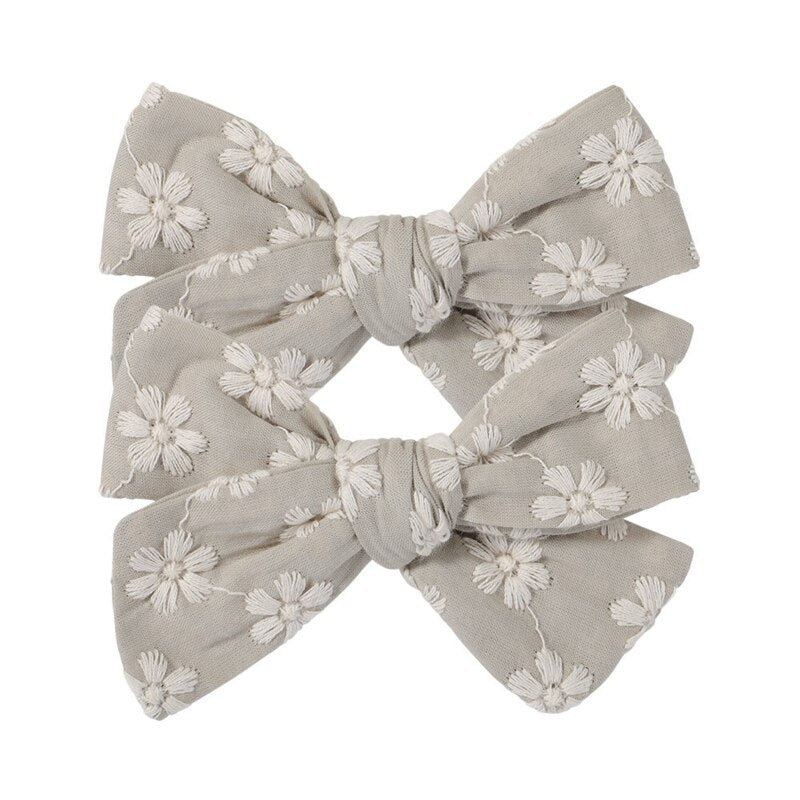 2Pcs Pastoral Vintage Floral Print Bowknot Hair Clips for Kids Baby Girls Cute Alligator Hairpins Barrettes Headwear