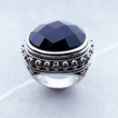 Cocktail Ring Black Oval CZ Skull Skeleton,Europe Style Fashion Jewelry Gift In 925 Sterling Silver For Men &amp; Women