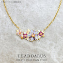 Necklace Flowers Colourful Stones Brand New Link Chain Fine Jewelry Europe 925 Stering Silver Romantic Gift For Women