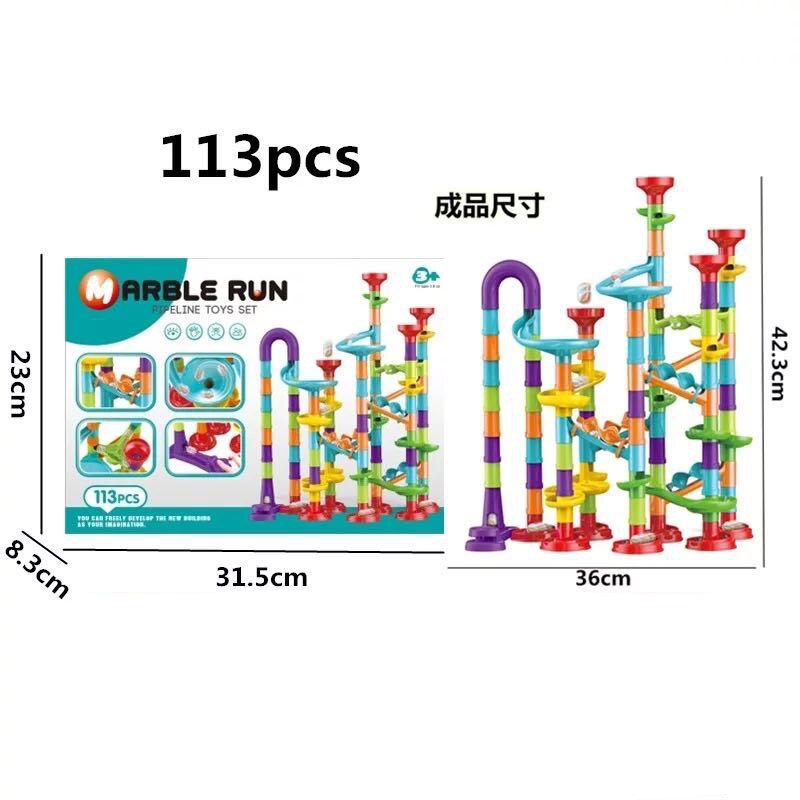 45-142PCS DIY Track Blocks Construction Marble Run Race Track Building Blocks Kids 3D Maze Toys Children Christmas Gift