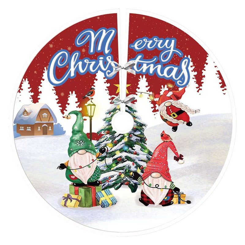 90cm Christmas Tree Skirt Santa Claus Snowflake Xmas Tree Carpet Ornament Merry Christmas Decoration For Home Noel New Year 2023