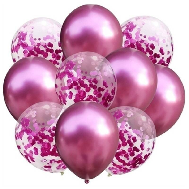 10pcs 12 Inch Metallic Colors Latex Balloons Confetti Inflatable Air Balloons for Birthday Wedding Balloons Decorate Supplies - anconmall