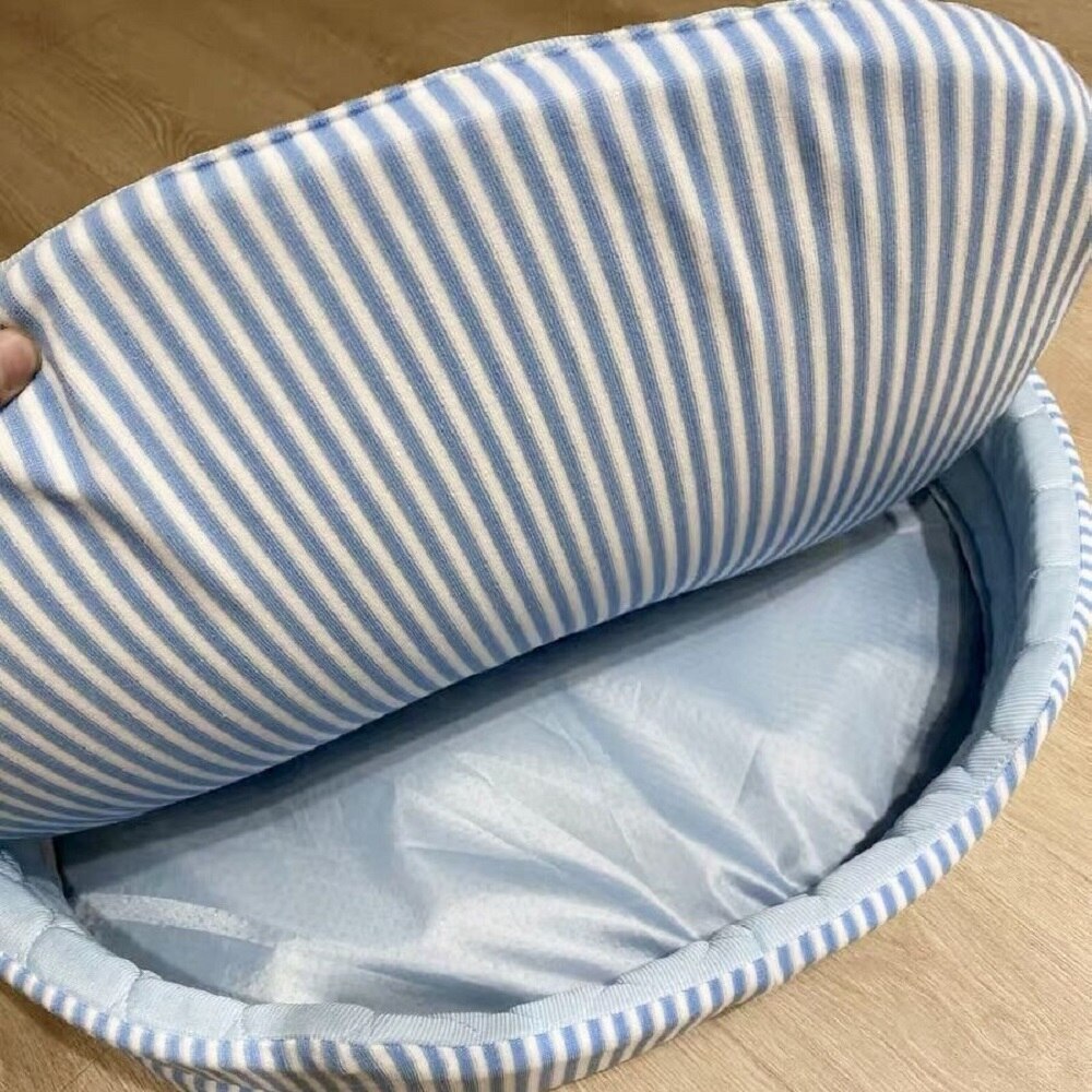 Reversible Pet Dogs Bed Mat Oval Striped Lounger Cushion 4 Seasons Washable Lightweight Summer Cooling Beds for Cats and Puppies - anconmall