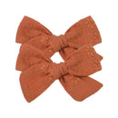 2Pcs/Set Sweet Floral Embroidery Solid Color Bowknot Hair Clips for Kids Baby Girls Alligator Hairpins Headwear Toddlers Hair