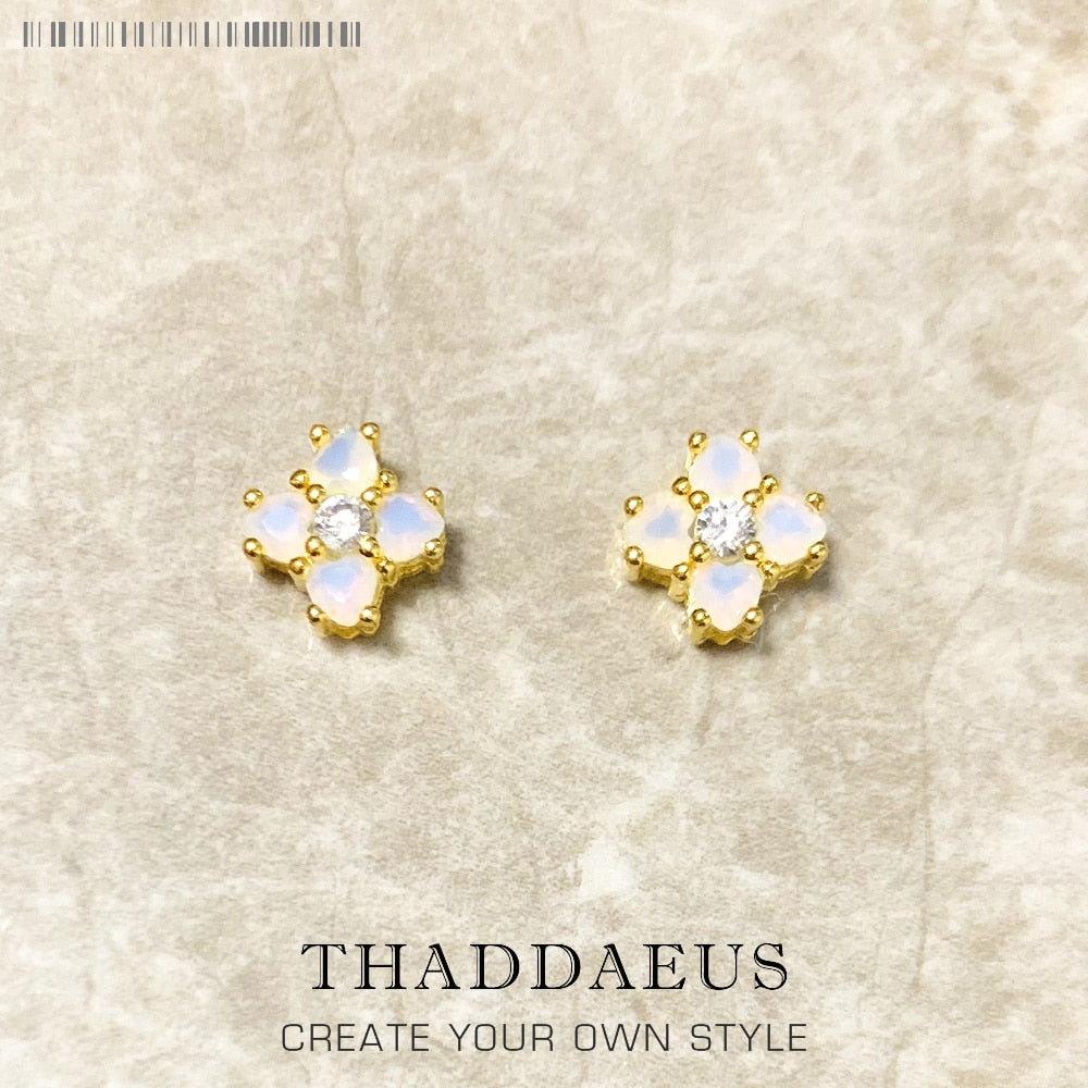 Ear Studs Flower Colourful Stones,Europe Style Fine Jewelry For Women,2022 Brand New Romantic Gift In 925 Sterling Silver