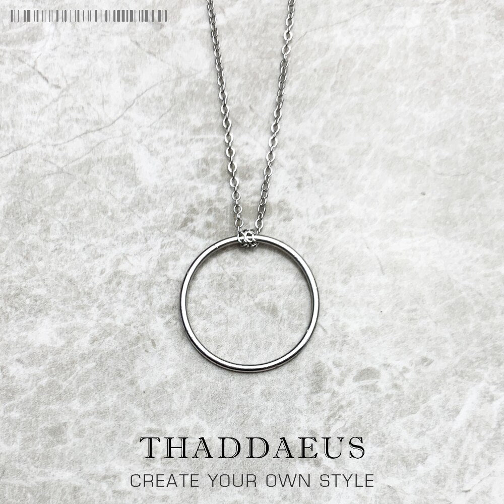 Necklace Large Circle Spring Fashion Charm Carrier Jewelry Europe 925 Sterling Silver Gift For Women Men