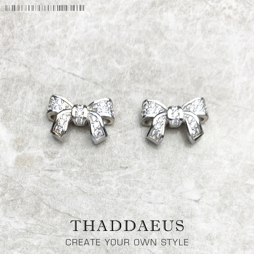 Bow Knot Stud Earrings,Europe Style Glam Fine Jewerly For Women Gift In 925 Sterling Silver