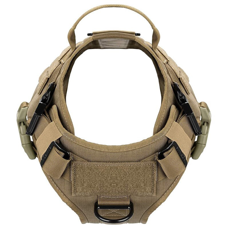 Tactical Dog Harness with 2X Metal Buckle Working Dog MOLLE Vest with Handle Front Clip Dogs Pet Military Adjustable Harness