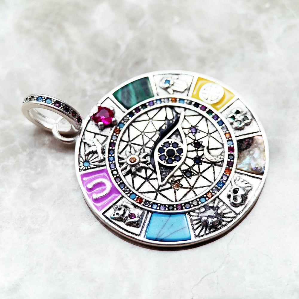 Amulet Magical Lucky Symbol Tree Flower Karma Whell Sun Bird Butterfly Pendants Jewelry 925 Sterling Silver Gift For Women Men