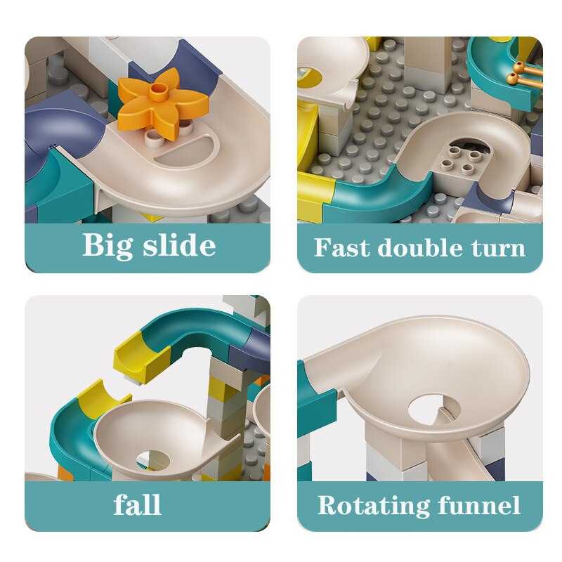 Marble Race Run Big Block Compatible City Building Blocks  Funnel Slide Blocks DIY Big Bricks Constructor Toys for Children Gift