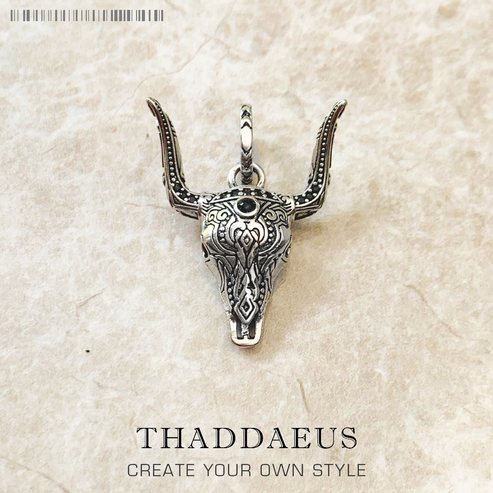 Pendant Blackened Bull Head Brand New Fine Jewelry Accessories 925 Sterling Silver Gift For Women &amp; Men