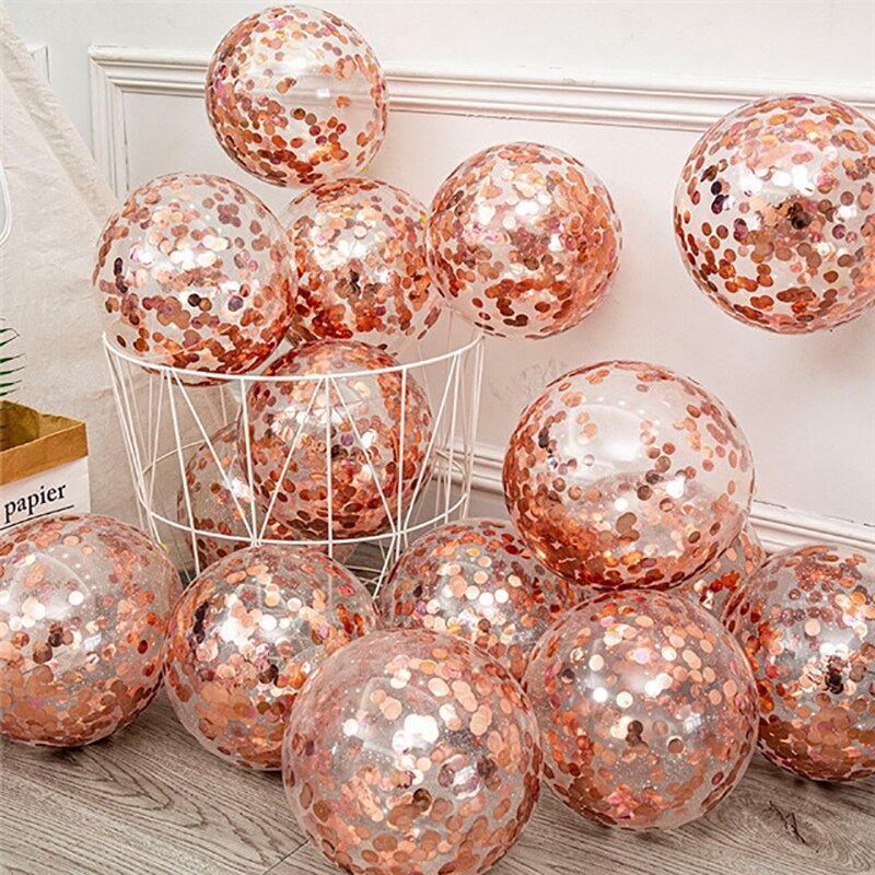 10pcs 12inch Glitter Gold Confetti Latex Balloons Romantic Wedding Decor Clear Balloon Birthday Party Decorations Kids Baby Show - anconmall