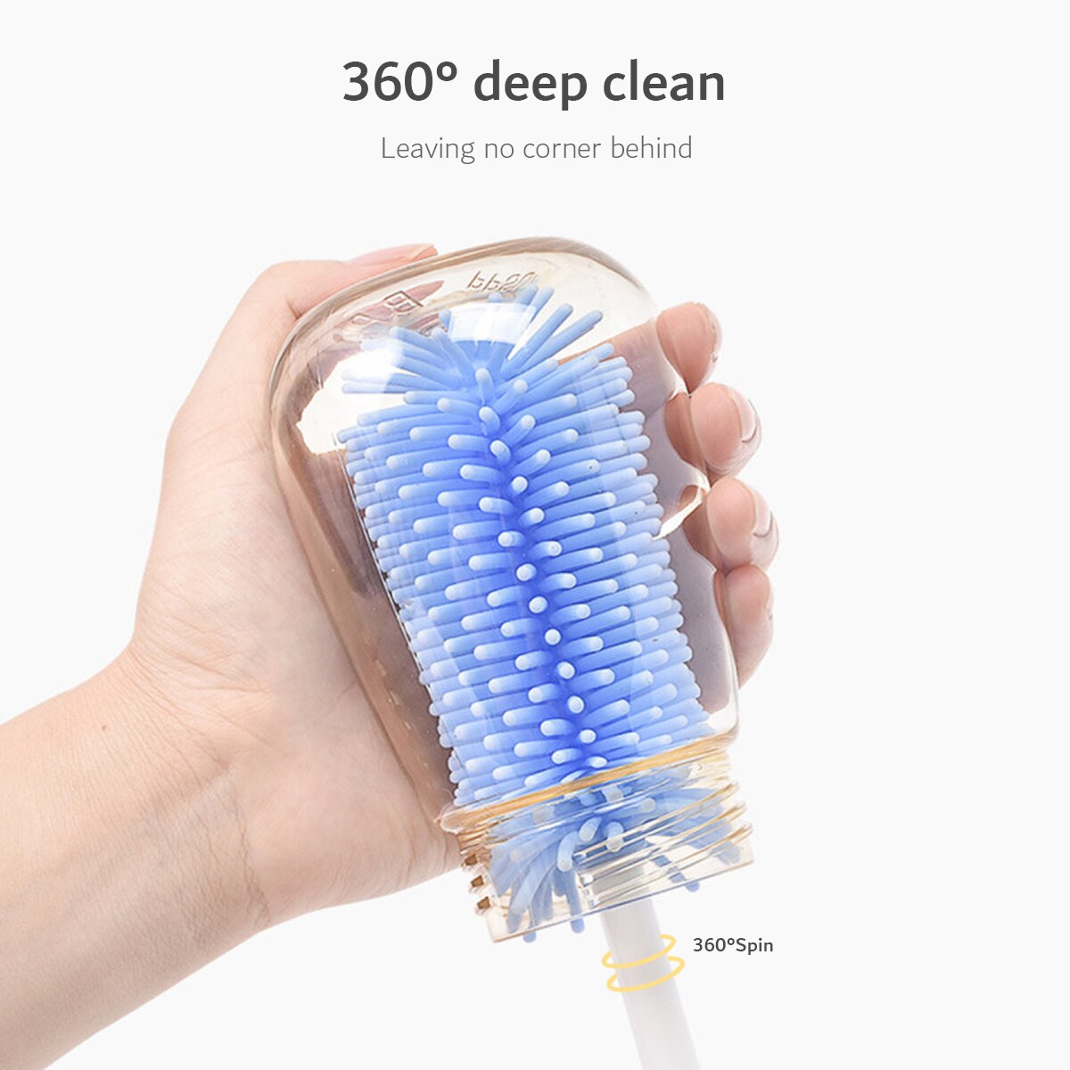 hibobi Baby Rotating Soft Rubber Bottle Brush 3-Piece Set 13-24m  25-36m  baby bottle brush cleaner  Squeegee brush