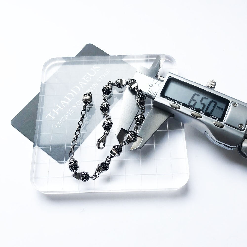 Bracelet Black Stone Skulls Punk Jewelry Link Chain Gift For Women Men