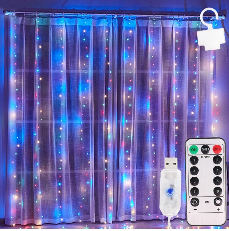 Christmas Curtain Garland Lights Merry Christmas Decorations For Home Christmas Ornaments Xmas Gifts Navidad 2022 New Year Decor
