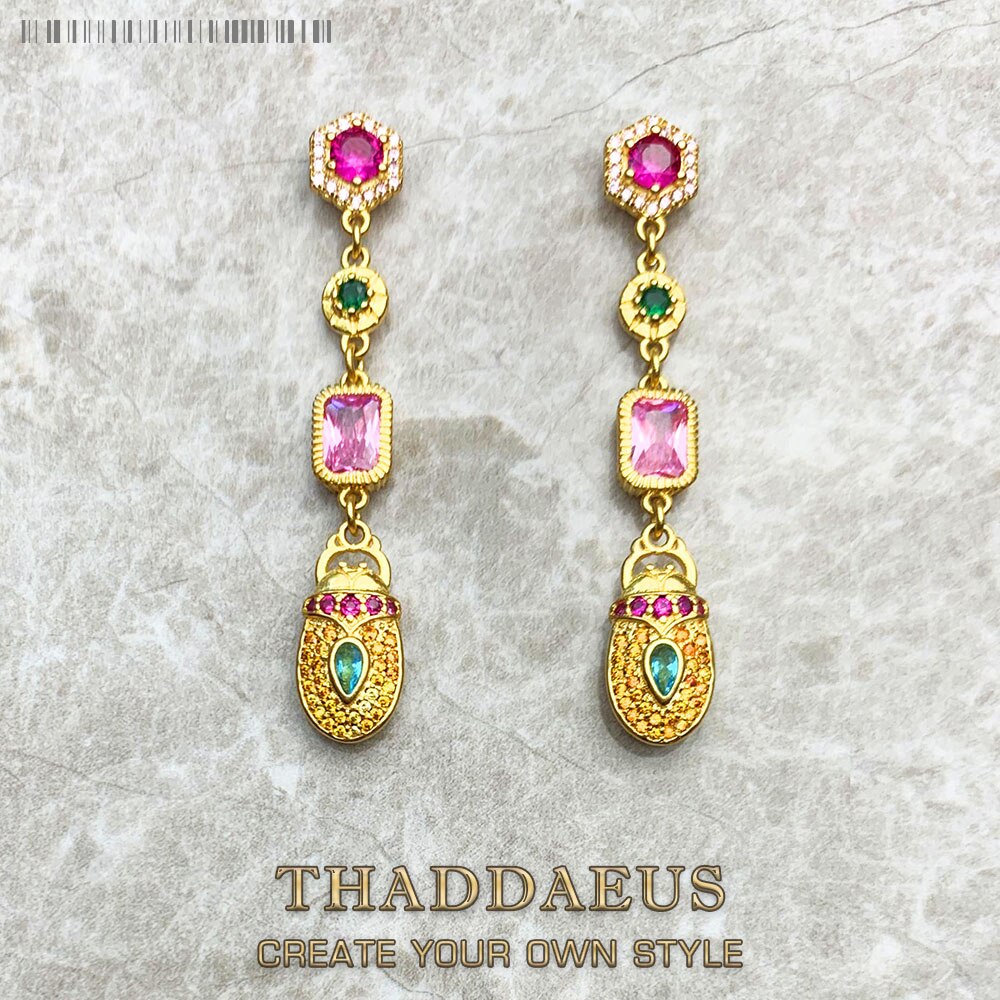 Drop Earrings Scarab Motif Fine Jewelry Vintage Magical Talismans For Women Autumn New Lucky Gift Solid 925 Sterling Silver