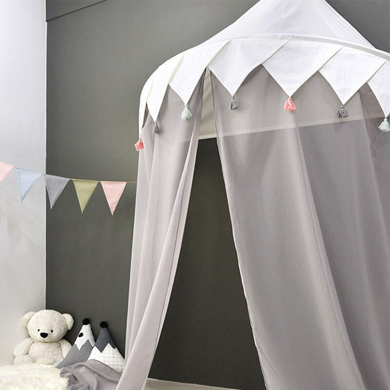 Kids Teepee Tents Children Play House Castle Cotton Foldable Tent Canopy Bed Curtain Baby Crib Netting Girls Boy Room Decoration