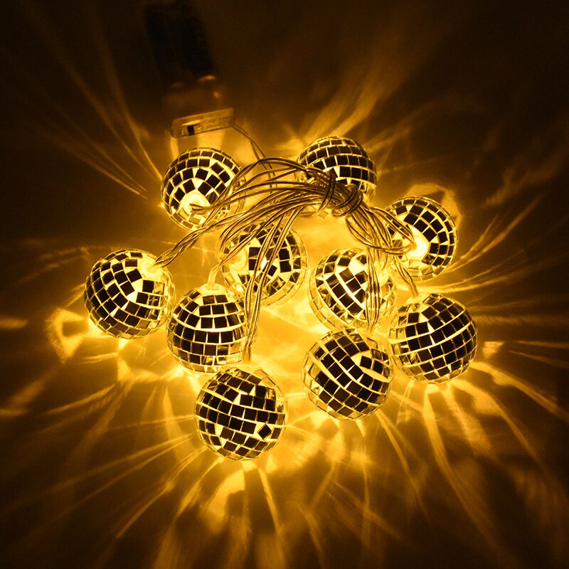 1.5M 10LED Christmas Ball LED String Light Xmas Mirror Ball Hanging Ornament Christmas Decoration For Home Navidad New Year 2023