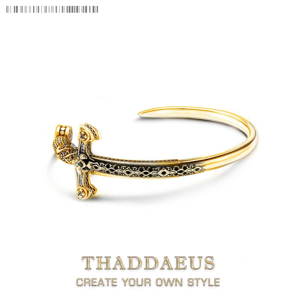 Golden Royal Ornamentation Sword Bracelet Bangle Fine Jewelry For Women Men,2022 Brand New Sterling 925 Silver Vintage Gift