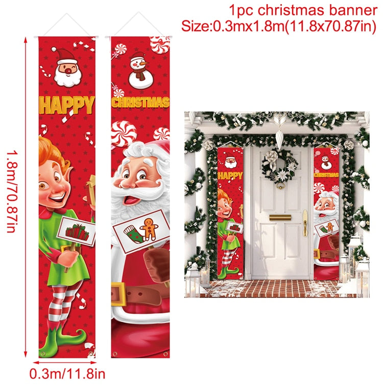 Christmas Porch Door Banner Hanging Ornaments Merry Christmas Decor For Home Xmas 2022 Navidad Natal Noel Happy New Year 2023