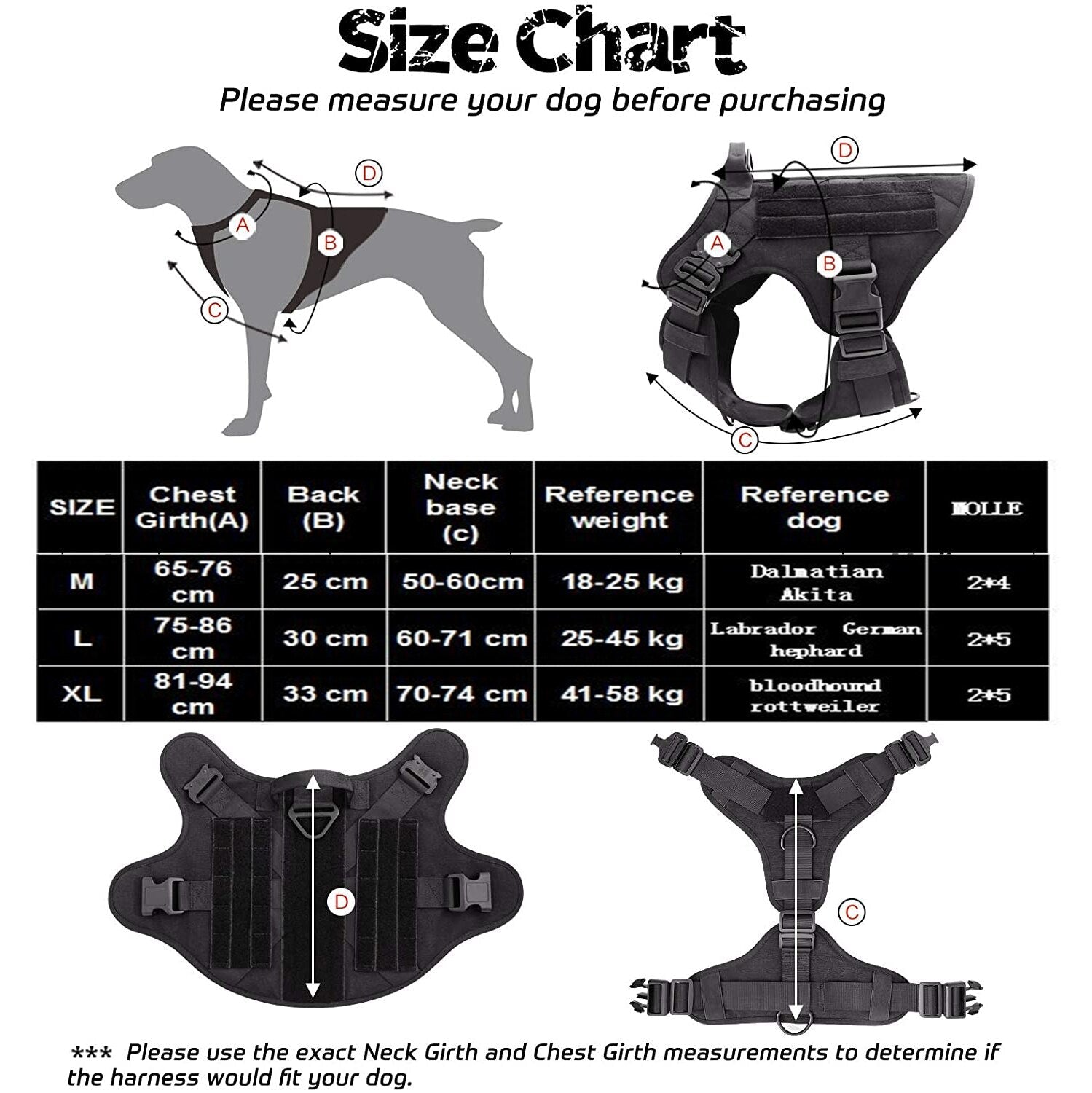 Tactical Dog Harness with 2X Metal Buckle Working Dog MOLLE Vest with Handle Front Clip Dogs Military Adjustable Coats Jackets