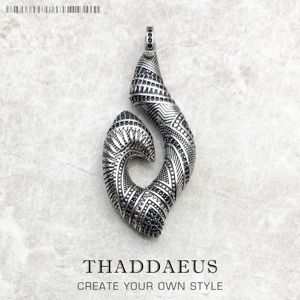 Pendant Hook Ethnic Maori Fashion Jewelry Europe Solid 925 Sterling Silver Rebel Gift For Woman & Men
