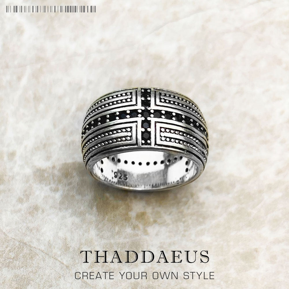 Black CZ Cross Ring,Europe Style Jewelry Fine Jewerly For Men And Women Gift In 925 Sterling Silver