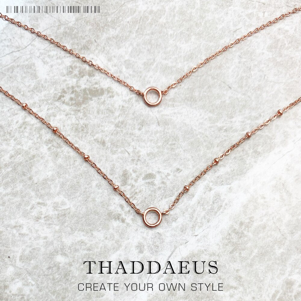 Charm Necklace Rose Color Double Chain Brand New Fashion Jewelry Europe 925 Sterling Silver Gift For Women