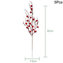 5Pcs Artificial Red Christmas Berries Pine Cone Branches For Christmas Home DIY Wreath Decorations Xmas Tree Ornaments Noel 2023